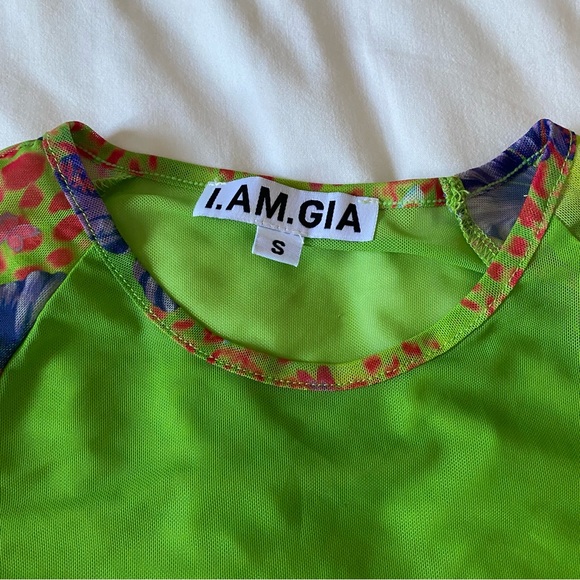 I AM GIA. Mesh Green Long sleeve. Size Small - Picture 2 of 7